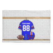 ブルーパーソナライズされたホワイトレッドフットボールジャージー 枕カバー (裏面)