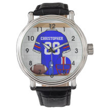 ブルーパーソナライズされたホワイトレッドフットボールジャージー