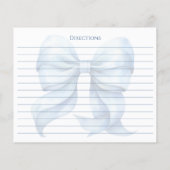 ブルーパーソナライズされたボウブライダルシャワーレシピカード (裏面)