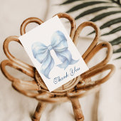 ブルーパーソナライズされたボウブライダルシャワー サンキューカード