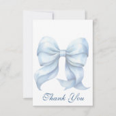 ブルーパーソナライズされたボウブライダルシャワー サンキューカード (正面)
