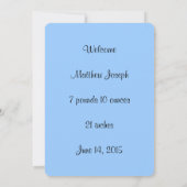 ブルーパーソナライズされたボーイ 案内状 (裏面)