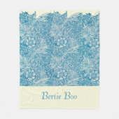 ブルーパーソナライズされたマリゴールドヴィンテージドパターン（の模様が）あるッグ フリースブランケット (正面)