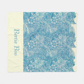 ブルーパーソナライズされたマリゴールドヴィンテージドパターン（の模様が）あるッグ フリースブランケット (正面(横))