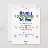 ブルーパーソナライズされたミニマル写真誕生日カード シーズンカード (裏面)