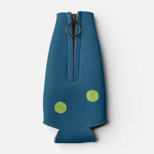 ブルーパーソナライズされたモダンテニスラケットボール ボトルクーラー (裏面)