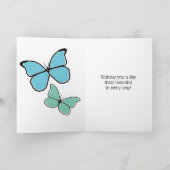 ブルーパーソナライズされたモーフォバタフライハッピーバースデー カード (内部)