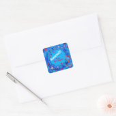 ブルーパーソナライズされたレッドスターズやる気を起こさせる先生 スクエアシール (封筒)