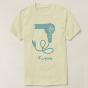 ブルーパーソナライズされたレトロヘアドライ吹ヤー Tシャツ