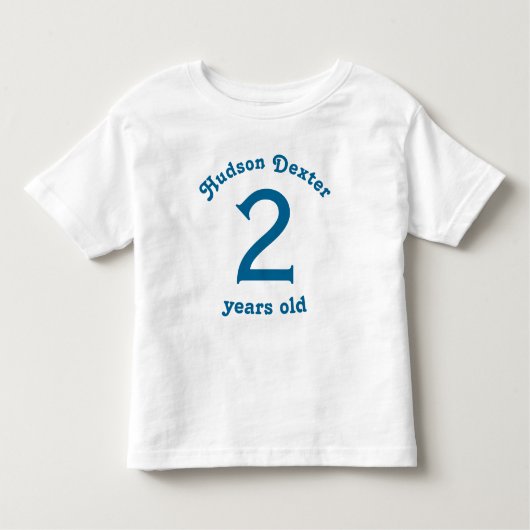 ブルーパーソナライズされたレトロ2歳 トドラーTシャツ (正面)