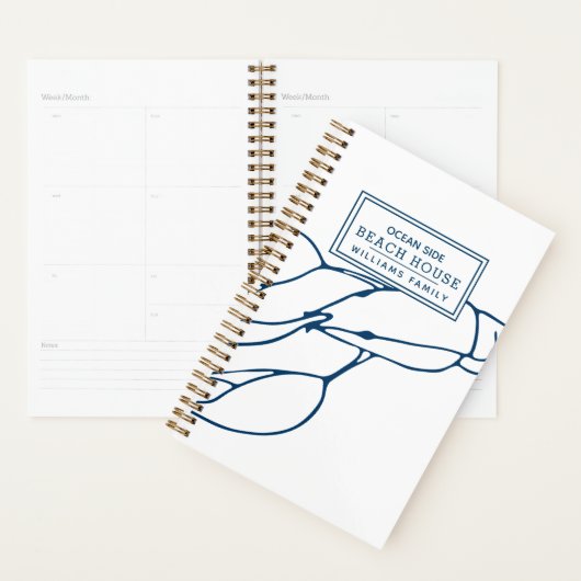 ブルーパーソナライズされたロブスター-ビーチハウス航海の/ プランナー手帳 (ディスプレー)