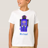 ブルーパーソナライズされたロボットボーイのTシャツ Tシャツ (正面)