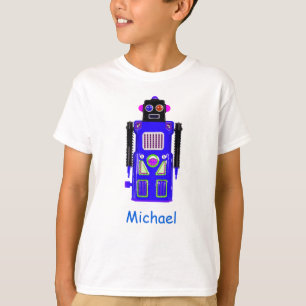 ブルーパーソナライズされたロボットボーイのTシャツ Tシャツ