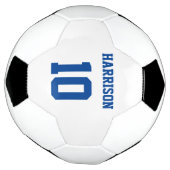 ブルーパーソナライズされた名前をカスタムするナンバースポーツチーム サッカーボール (回転)