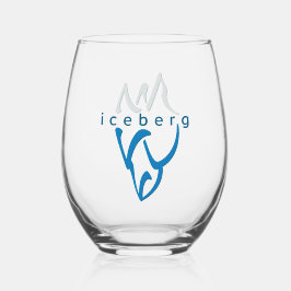 ブルーパーソナライズされた感動的アイスバーグアート ステムなしワイングラス