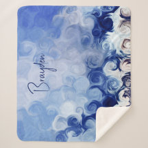 ブルーパーソナライズされた抽象芸術サークルシェルパブランケット