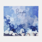 ブルーパーソナライズされた抽象芸術サークルフリースブランケット フリースブランケット (正面(横))