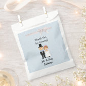 ブルーパーソナライズされた新郎新婦キャンディバッグ フェイバーバッグ (クリップ留めされた状態)