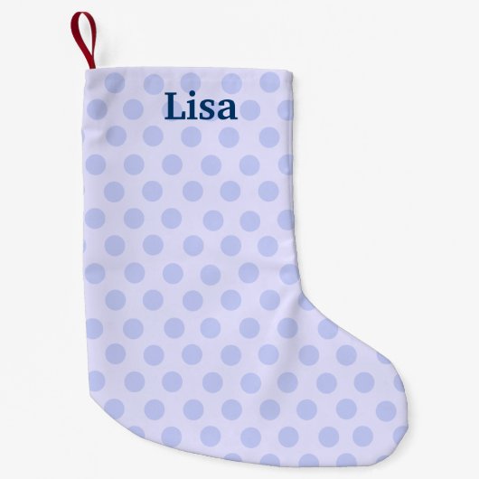 ブルーパーソナライズされた水玉模様クリスマスストッキング スモールクリスマスストッキング (正面)