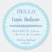 ブルーパーソナライズされた水玉模様N'スターズ ラウンドシール (正面)