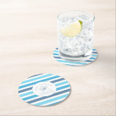 ブルーパーソナライズされた紙ストライプコースター ラウンドペーパーコースター (インサイチュ)