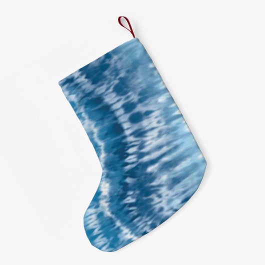 ブルーパーソナライズされた絞り染めクリスマスストッキング スモールクリスマスストッキング (裏面 (吊り時))