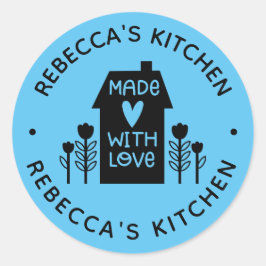 ブルーパーソナライズされた自家製ラヴラウンド ラウンドシール