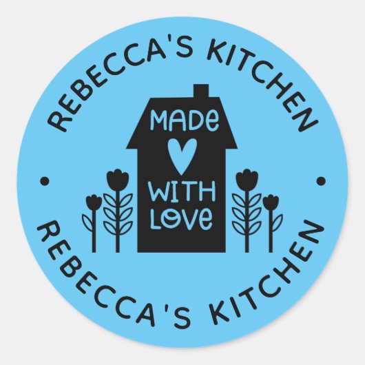 ブルーパーソナライズされた自家製ラヴラウンド ラウンドシール (正面)