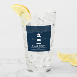 ブルーパーソナライズされた航海のライトハウスボート タンブラーグラス