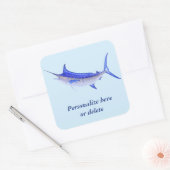 ブルーパーソナライズされた芸術的マーリンフィッシュ スクエアシール (封筒)