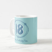 ブルーパーソナライズされた18誕生日ギフトコーヒーマグ コーヒーマグカップ (正面左)