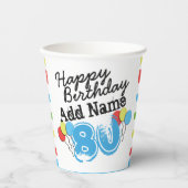 ブルーパーソナライズされた80th誕生日紙カップ 紙コップ (正面)
