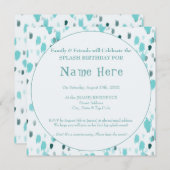 ブルーパーソナライズされた&グレーおもしろいビッグスプラッシュ誕生日 招待状 (正面/裏面)
