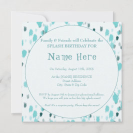 ブルーパーソナライズされた&グレーおもしろいビッグスプラッシュ誕生日 招待状