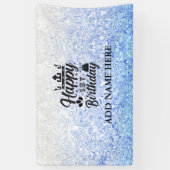 ブルーパーソナライズされた「ハッピーファースト誕生日」 横断幕 (縦)