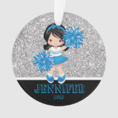 ブルーパーソナライズされた&ブラックチアリーティングオーナメント オーナメント (正面)