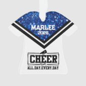 ブルーパーソナライズされた&ブラック応援ママオーナメント オーナメント (正面)