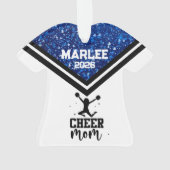 ブルーパーソナライズされた&ブラック応援ママオーナメント オーナメント (裏面)