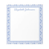 ブルーパーソナライズされた&ホワイトギリシャ鍵 ノートパッド (正面)