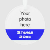 ブルーパーソナライズされた&金ゴールドサッカーオーナメント オーナメント (裏面)