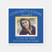 ブルーパーソナライズされた・金ゴールド高校 スタンダードカクテルナプキン (正面)