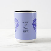 ブルーパーソナライズされたBFFハートマグカップ ツートーンマグカップ (中央)