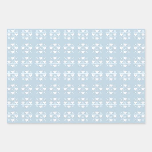 ブルーパーソナライズされたXOXOカップル結婚ズ記念日 ラッピングペーパーシート (正面3)