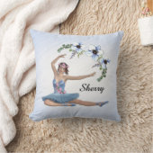 ブルーパーソナルネームのバレリーナ クッション (ブランケット)