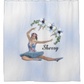 ブルーパーソナルネームのバレリーナ シャワーカーテン (正面)