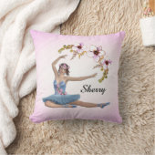 ブルーパーソナルネームのバレリーナ（ピンク） クッション (ブランケット)