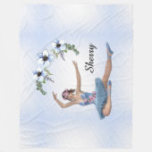 ブルーパーソナルネームのバレリーナ フリースブランケット (正面)