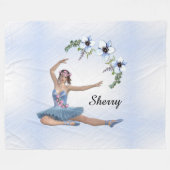 ブルーパーソナルネームのバレリーナ フリースブランケット (正面(横))