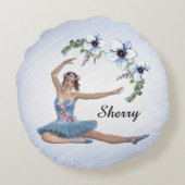 ブルーパーソナルネームのバレリーナ ラウンドクッション (裏面)