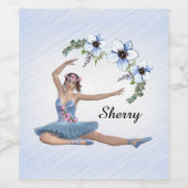 ブルーパーソナルネームのバレリーナ ワインラベル (シングルラベル)